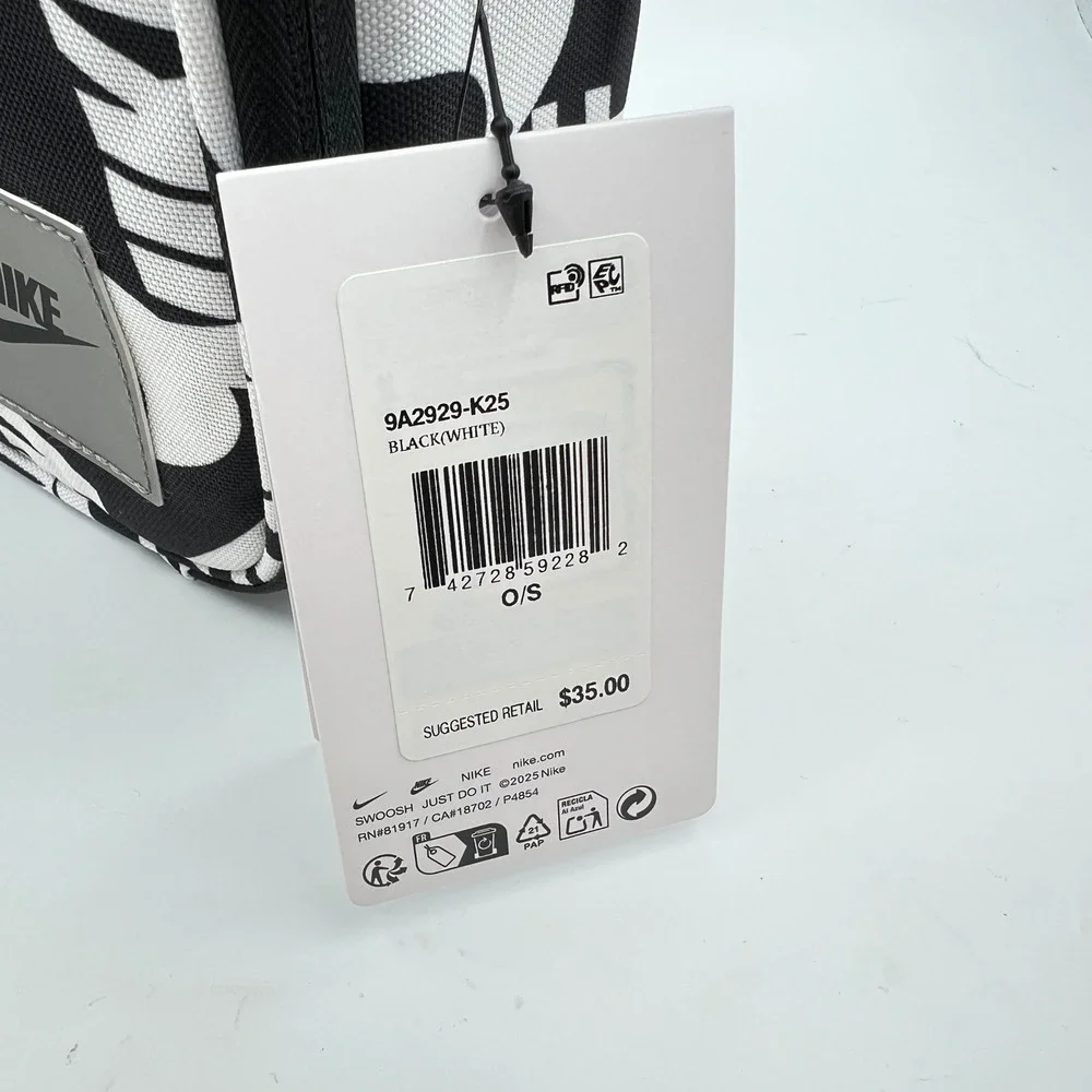 NWT Nike Hard Shell Lunch Box Black White Swoosh Logo  Bag BACK TO SCHOOL
